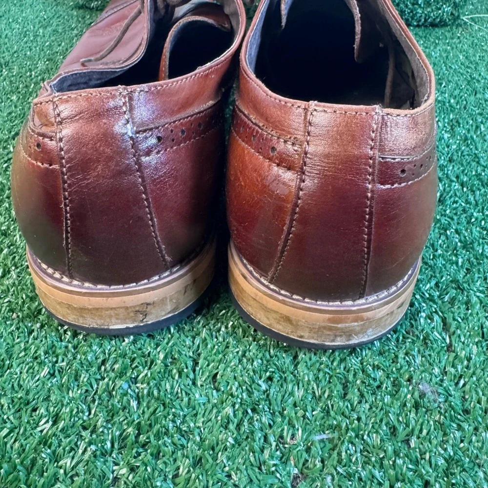 Stacy Adams Mens Brown Leather Cap Toe Brogue Derby Dress Shoes Size 13M